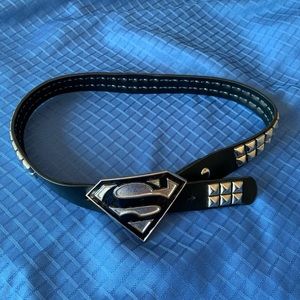 Hot Topic Studded Belt with Superman Logo Buckle